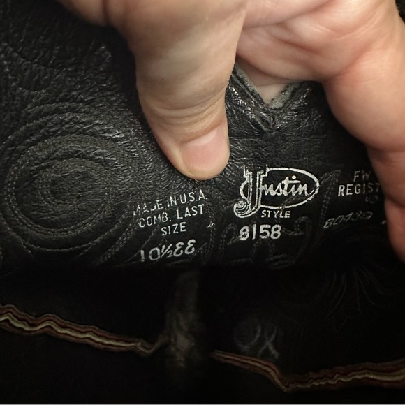 Justin Vintage Cowboy Boots Maroon Burgundy Mens Size 10.5 EE Rodeo Leather - Picture 8 of 12